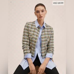 Mango Tweed jacket with jewel buttons XS New